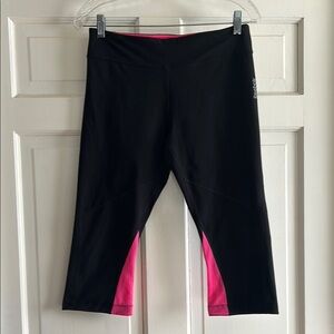 Reebok Black Capri Leggings with Pink Accents
